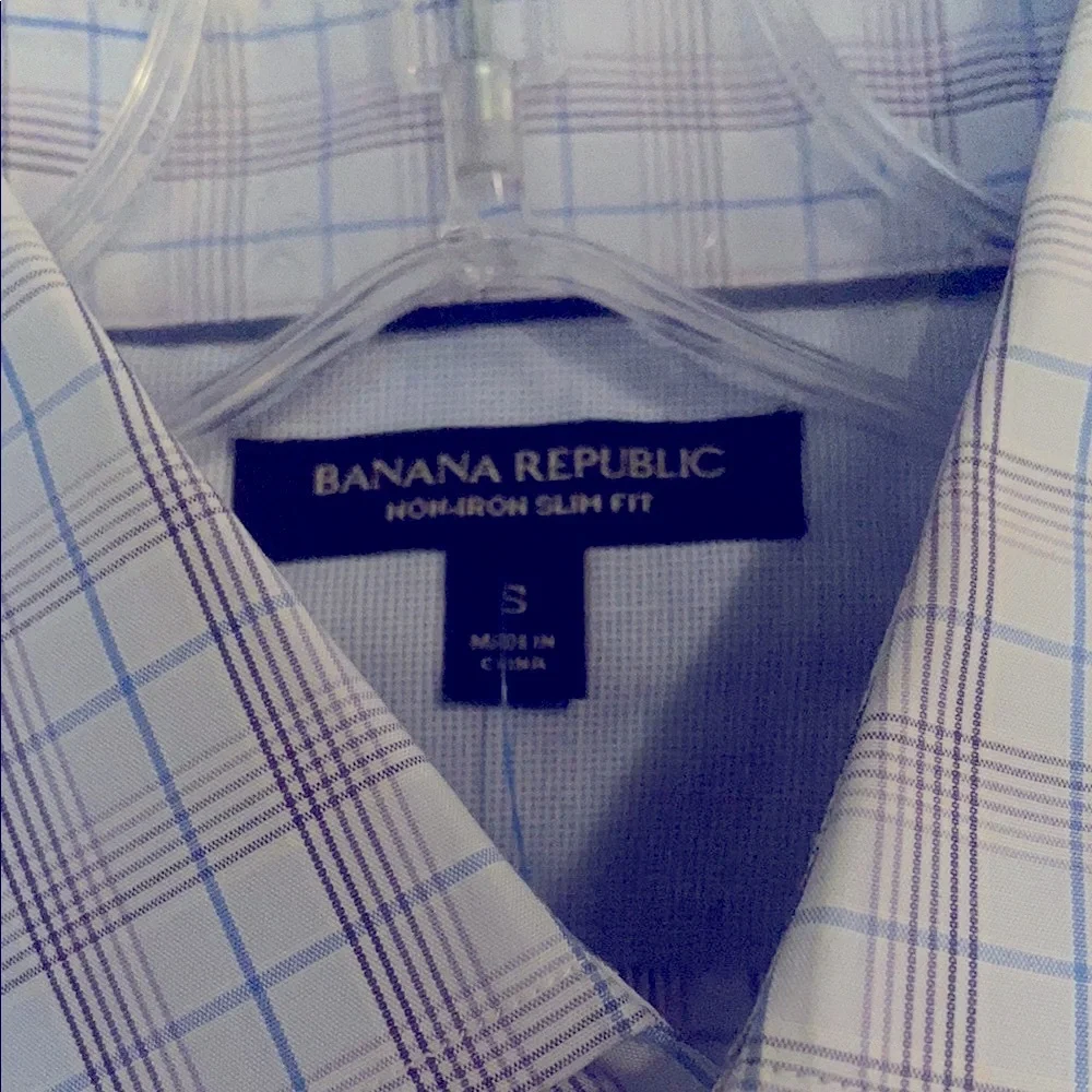 Men's Purple Plaid Shirt slim fit career shirt size small 100% cotton spring